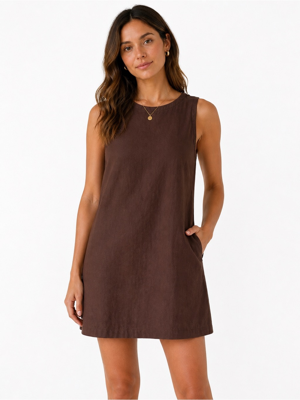 Brown Linen Dress